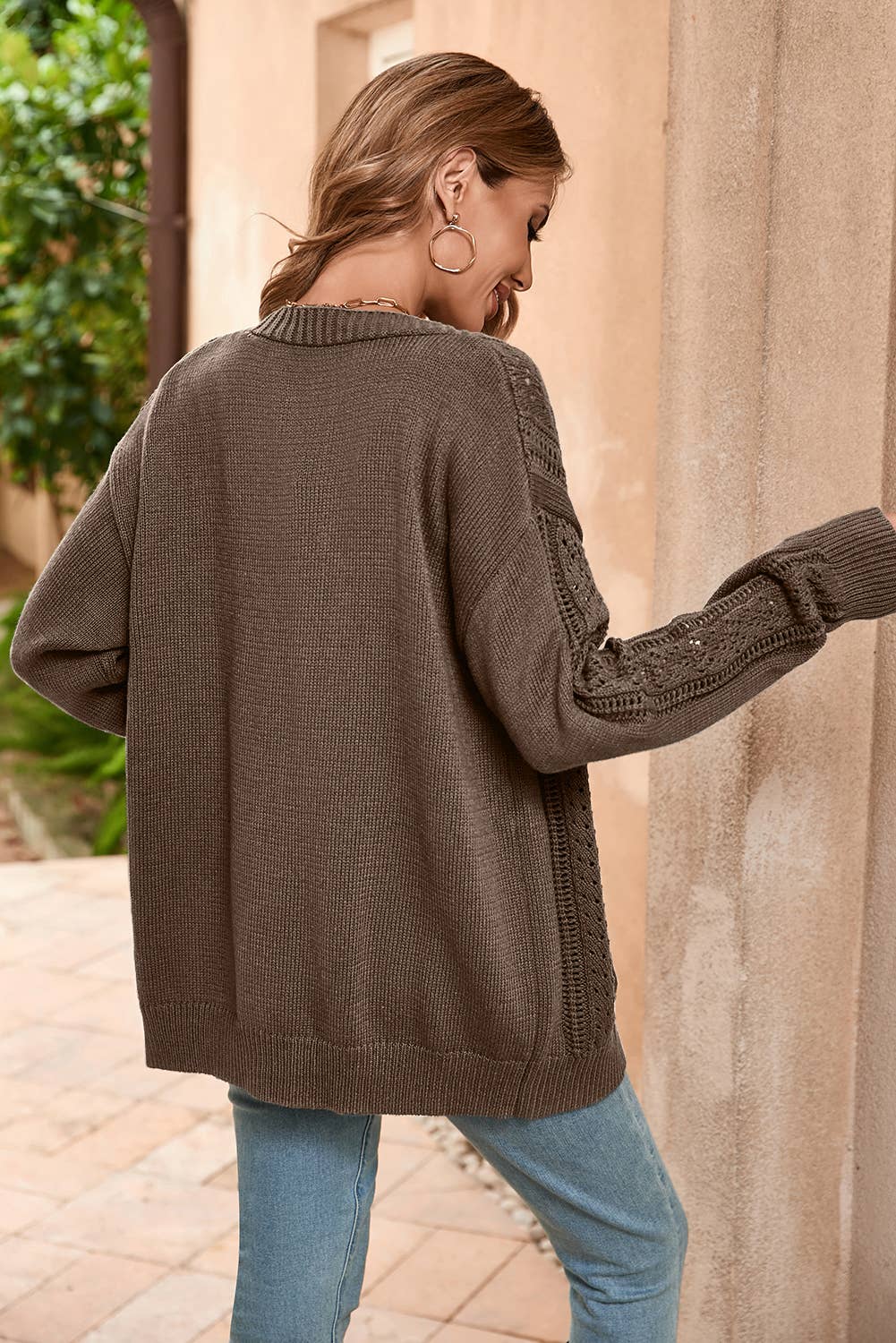 LDC Fall Clothing Open Knit Drop Shoulder Cardigan: Canton