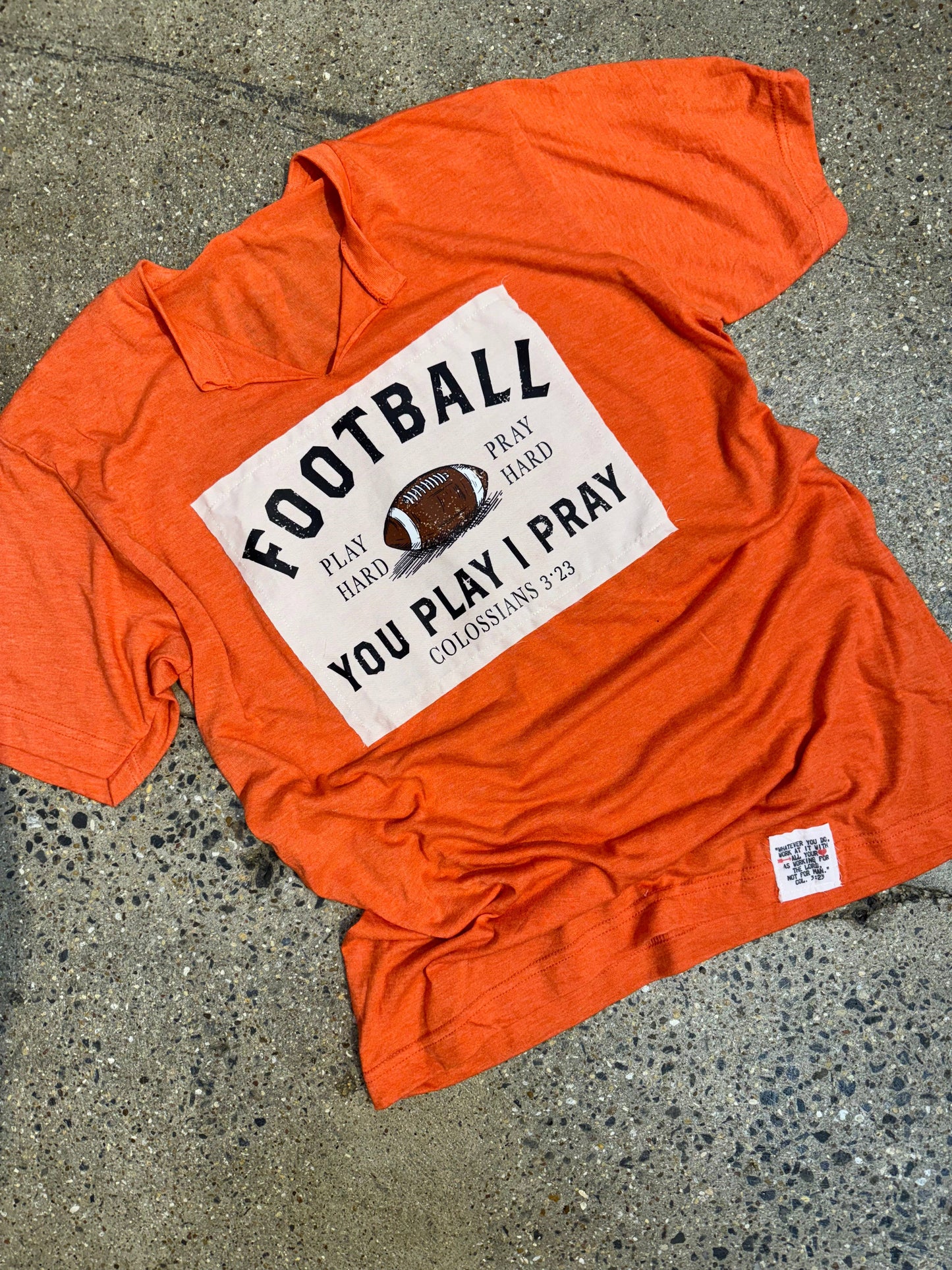 Football Patch V-Neck | Gameday | Graphic Tee: Red