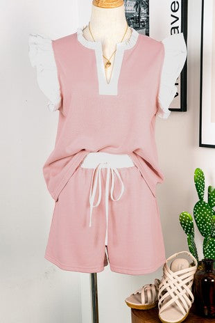 Pink and White Short set