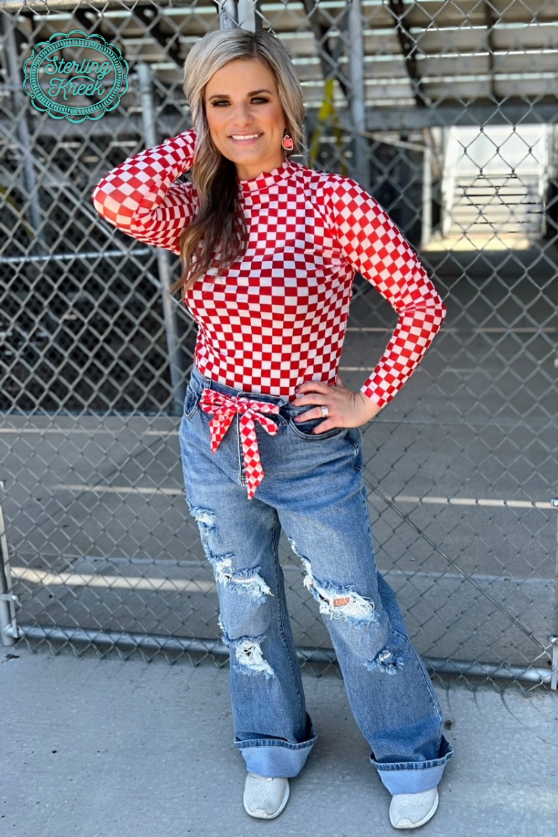 Pep Rally Mesh Top Red: