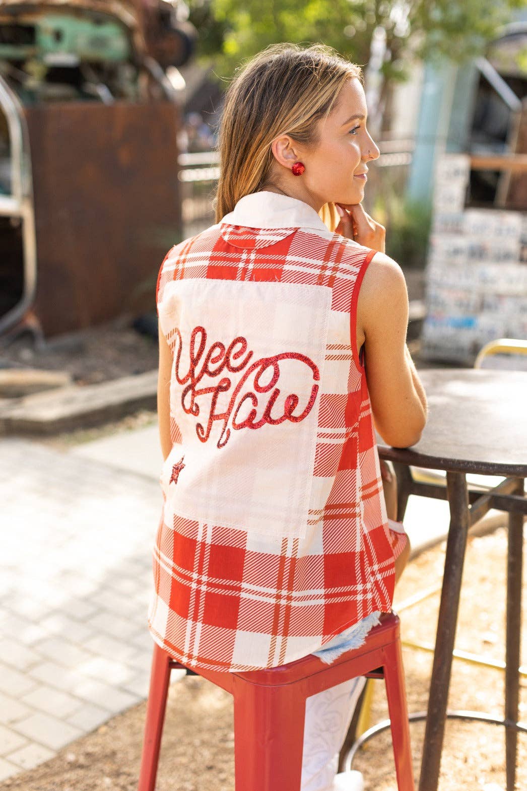 Can I Get A YeeHaw Button Up: Red / 2X-Large