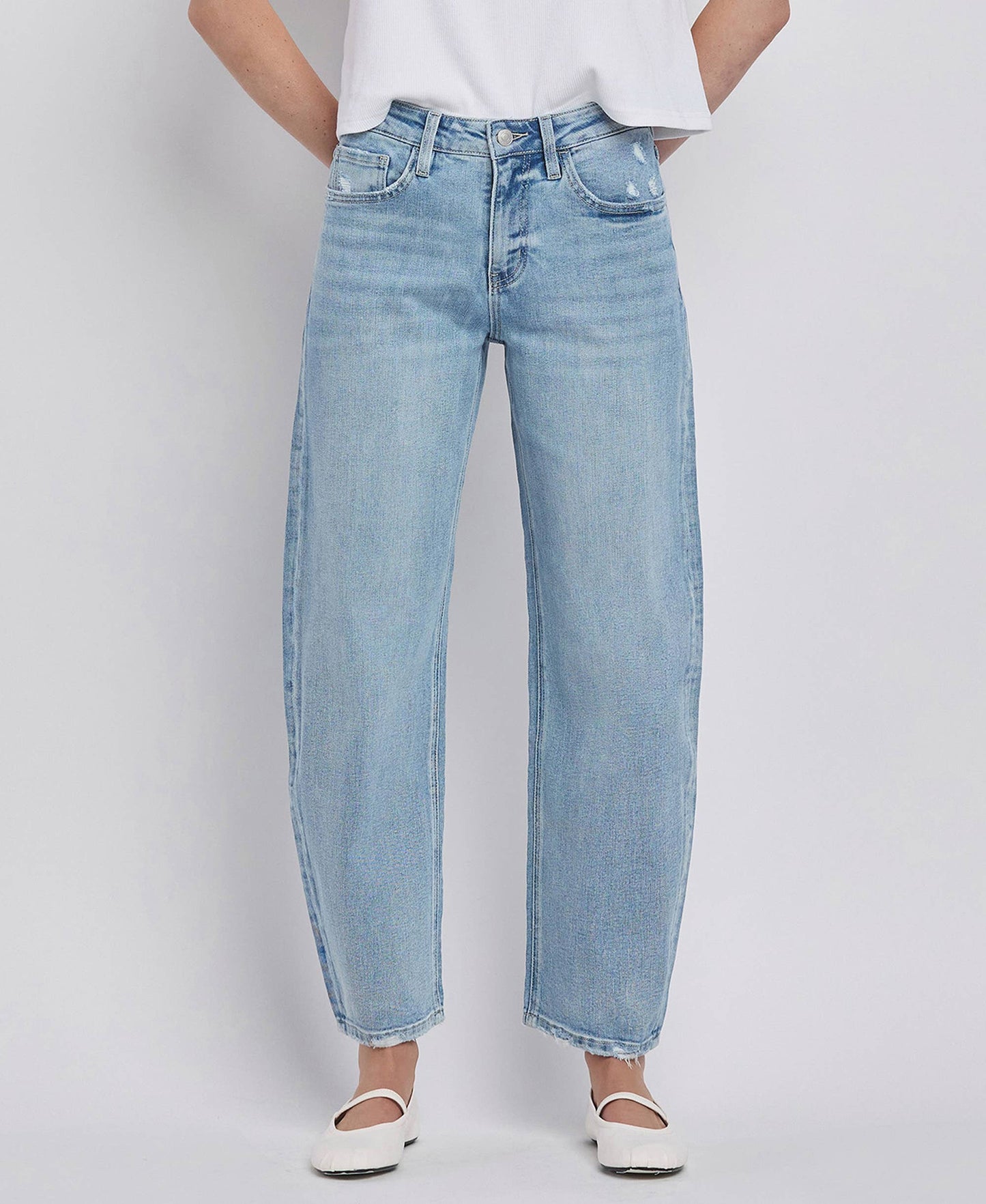HIGH RISE BARREL LEG JEANS LV1407: SUAVE