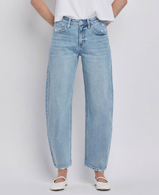 HIGH RISE BARREL LEG JEANS LV1407: SUAVE