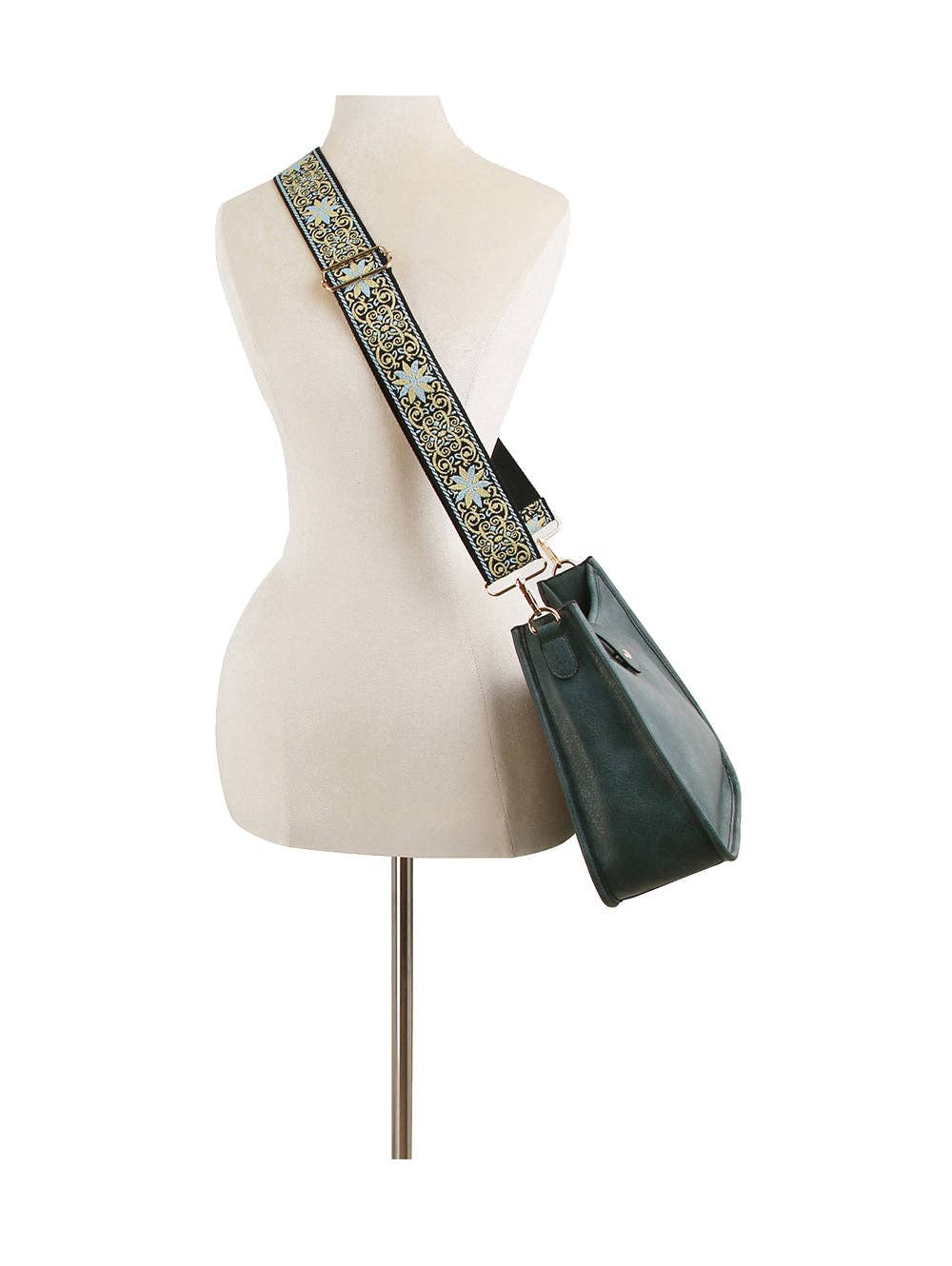 Casual leather crossbody bag with guitar strap: Black