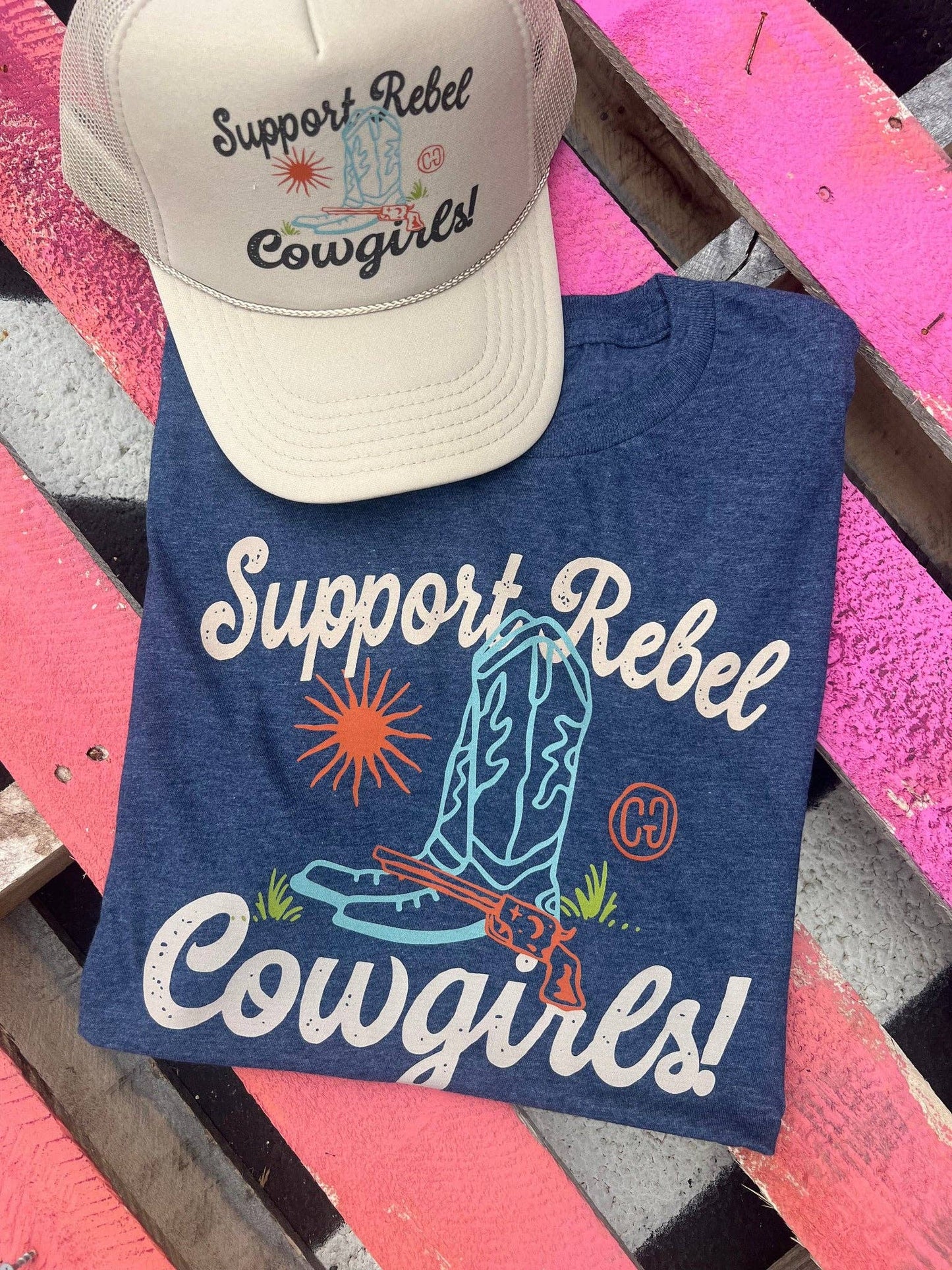 Support Rebel Cowgirls - Foam Trucker Cap : Cream