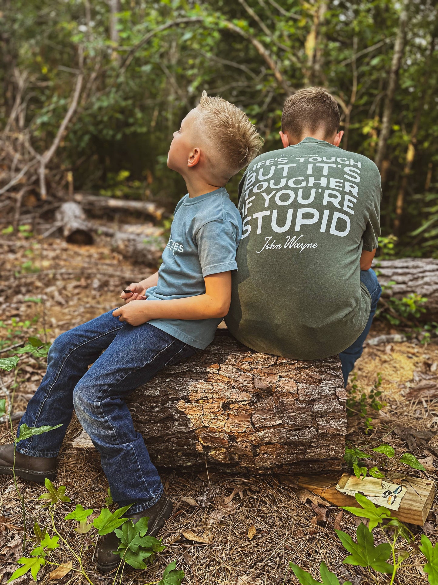 Tougher If You're Stupid Men's T-shirt: Ice Blue + White / Full Front
