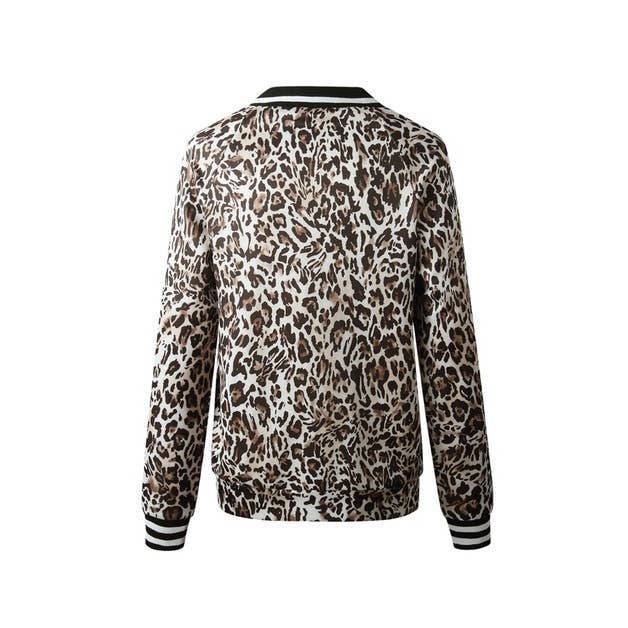 Printed Zip Up Long Sleeves Bomber Jacket: TAN BLACK