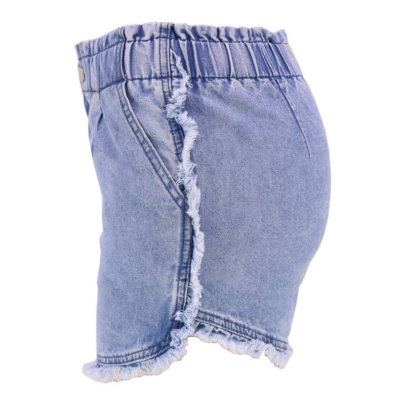 Summer vintage high stretch high waist denim shorts women: Pink