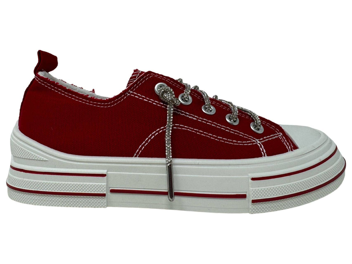 Aman 2 - Very G Glitter Laced Slip on Sneaker: Red / 6