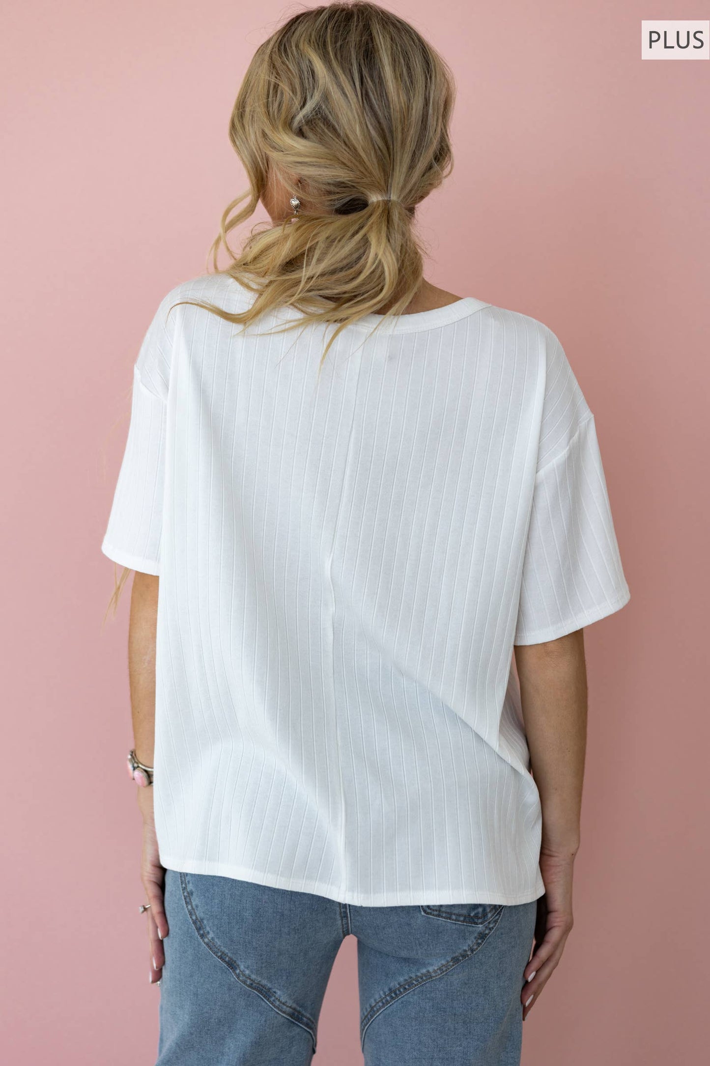 Ribbed Boyfriend Style Oversized Top: RED