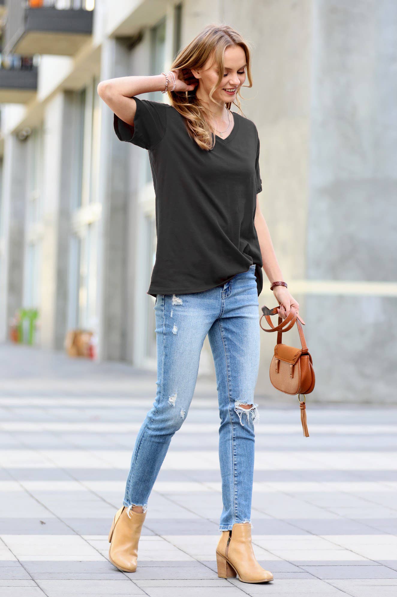 ,,,,,...SI-23938 COTTON SHORT SLEEVE BOYFRIEND  V-NECK TEE: / MAGENTA-149944