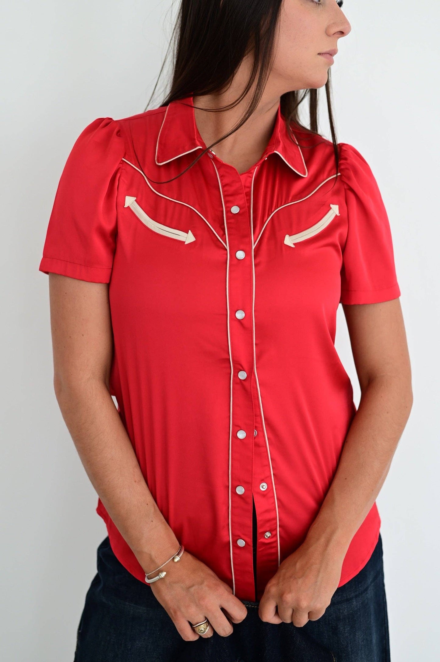 Pearl Snap, Red Silk SS