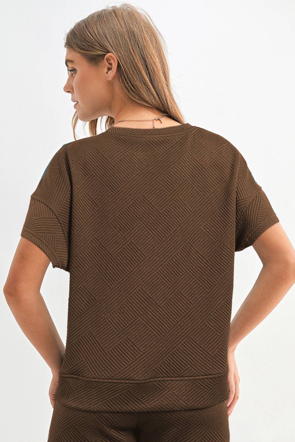 Women Multi-colored Textured T Shirt and Pants Set | S-2XL