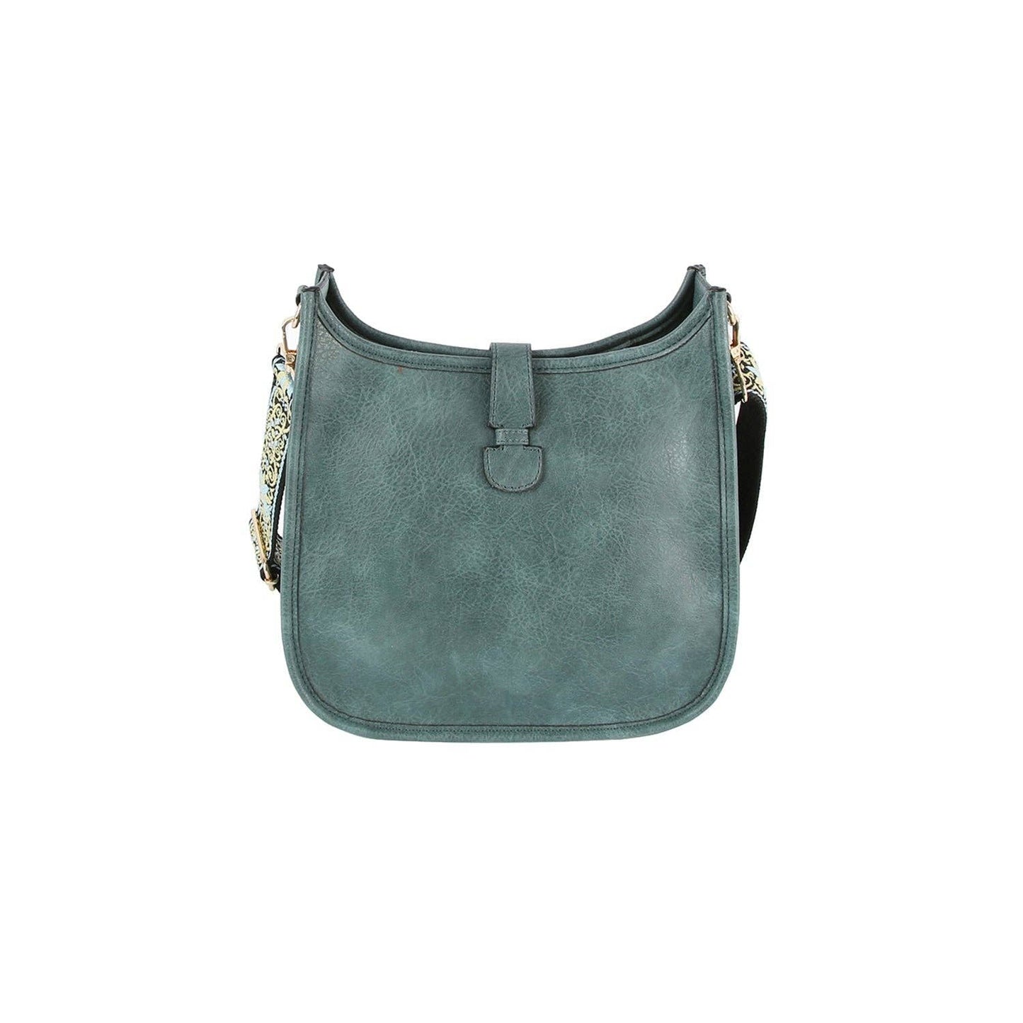 Casual leather crossbody bag with guitar strap: Black