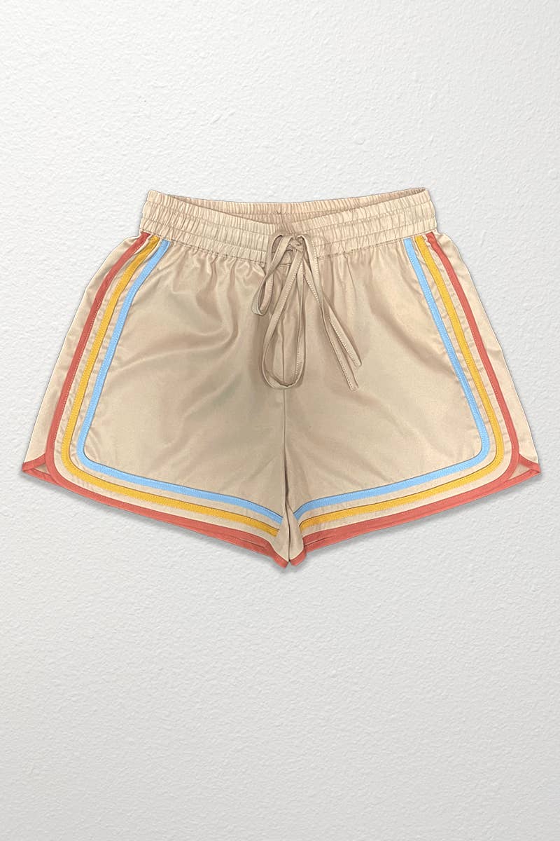 Retro striped shorts: Cream multi