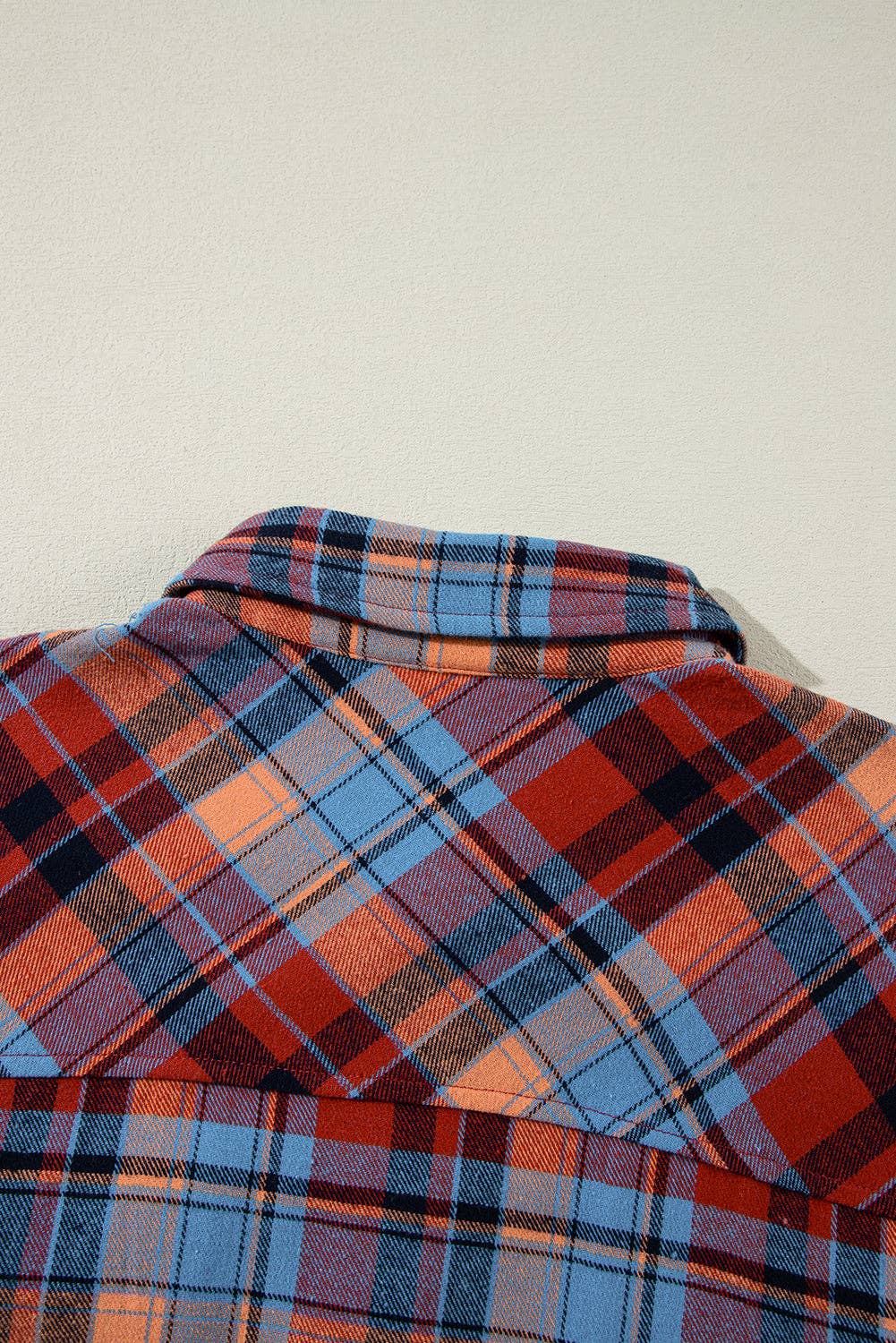 Women's Plaid Print Loose Vintage Shirt: Orange / 100%Cotton
