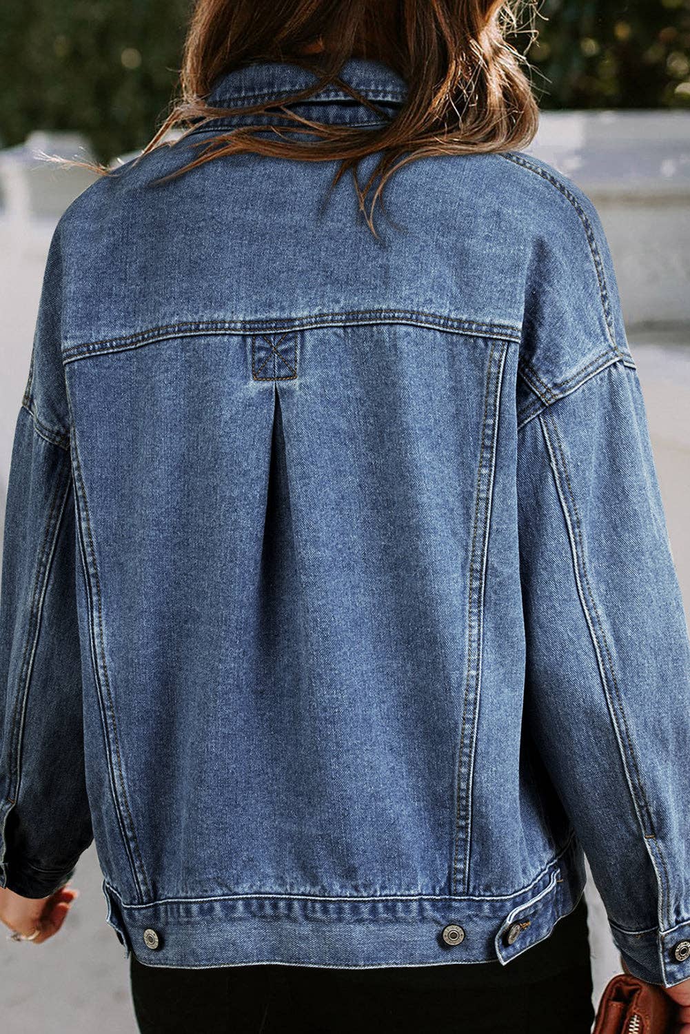 Lakely Oversized Denim Jacket | S-2XL: Blue Stripe