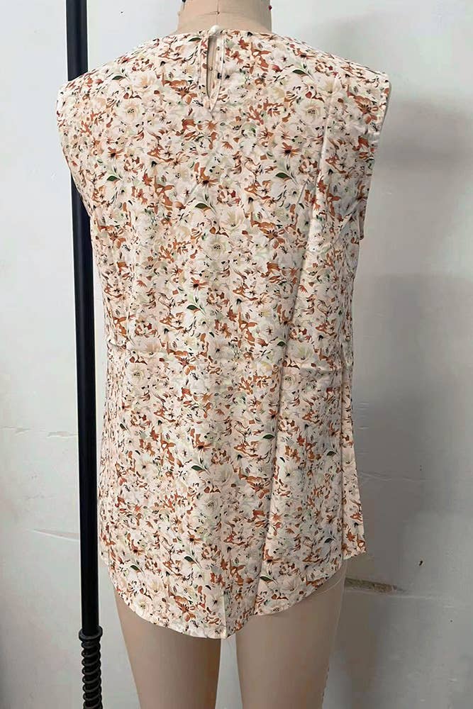 Flower Print Crew Neck Tank Top BBSP044: Multi