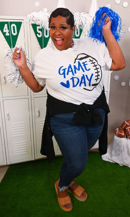 Custom School Colors Football Game Day Graphic T-Shirt: