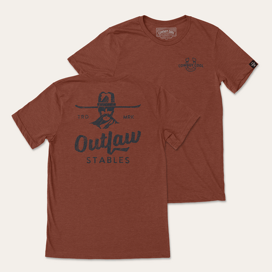 Outlaw Stables Western Graphic Tee: Heather Clay