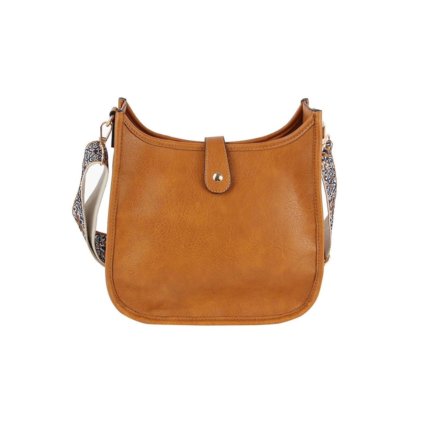Casual leather crossbody bag with guitar strap: Mocha