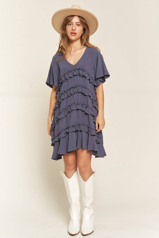 Short Sleeve Midi Dress - JBJ1038 (Plus size available): CEMENT