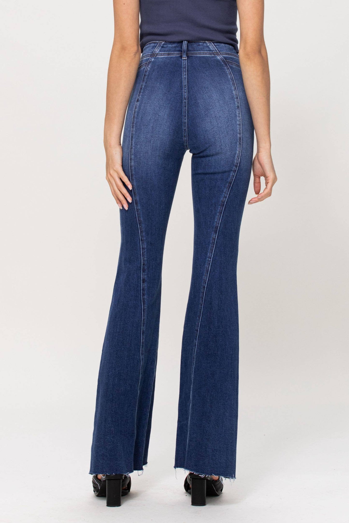 Western High Rise Button up Flares AB38073DK-1: 1