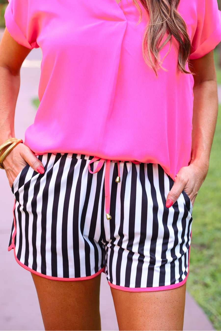 Rosemary Stripes Everyday Shorts: Black