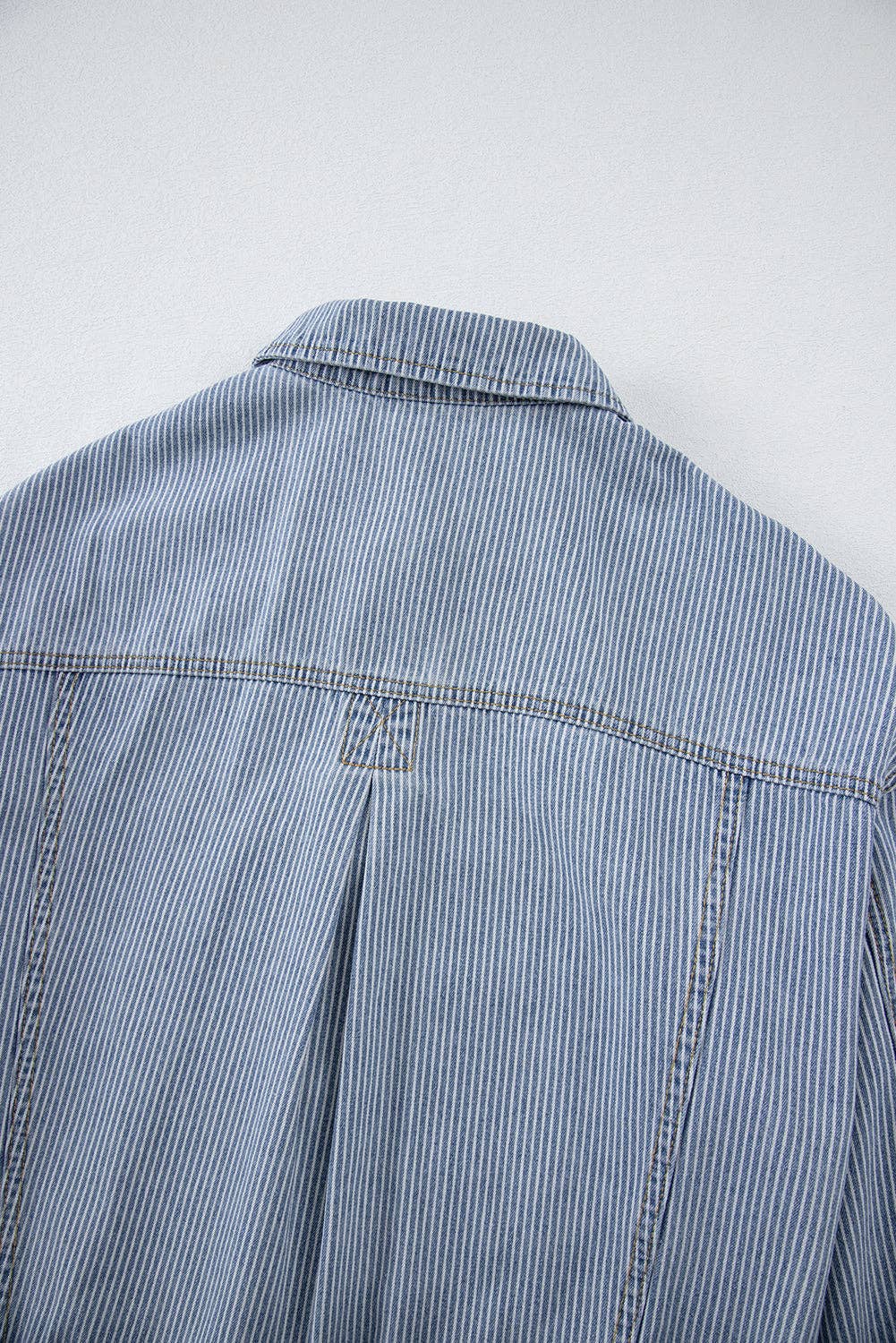 Lakely Oversized Denim Jacket | S-2XL: Blue Stripe