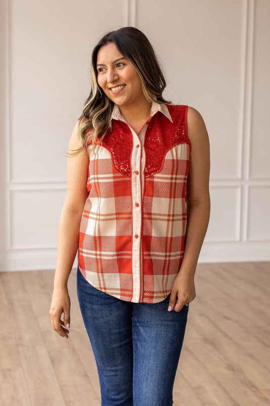 Can I Get A YeeHaw Button Up: Red / 2X-Large