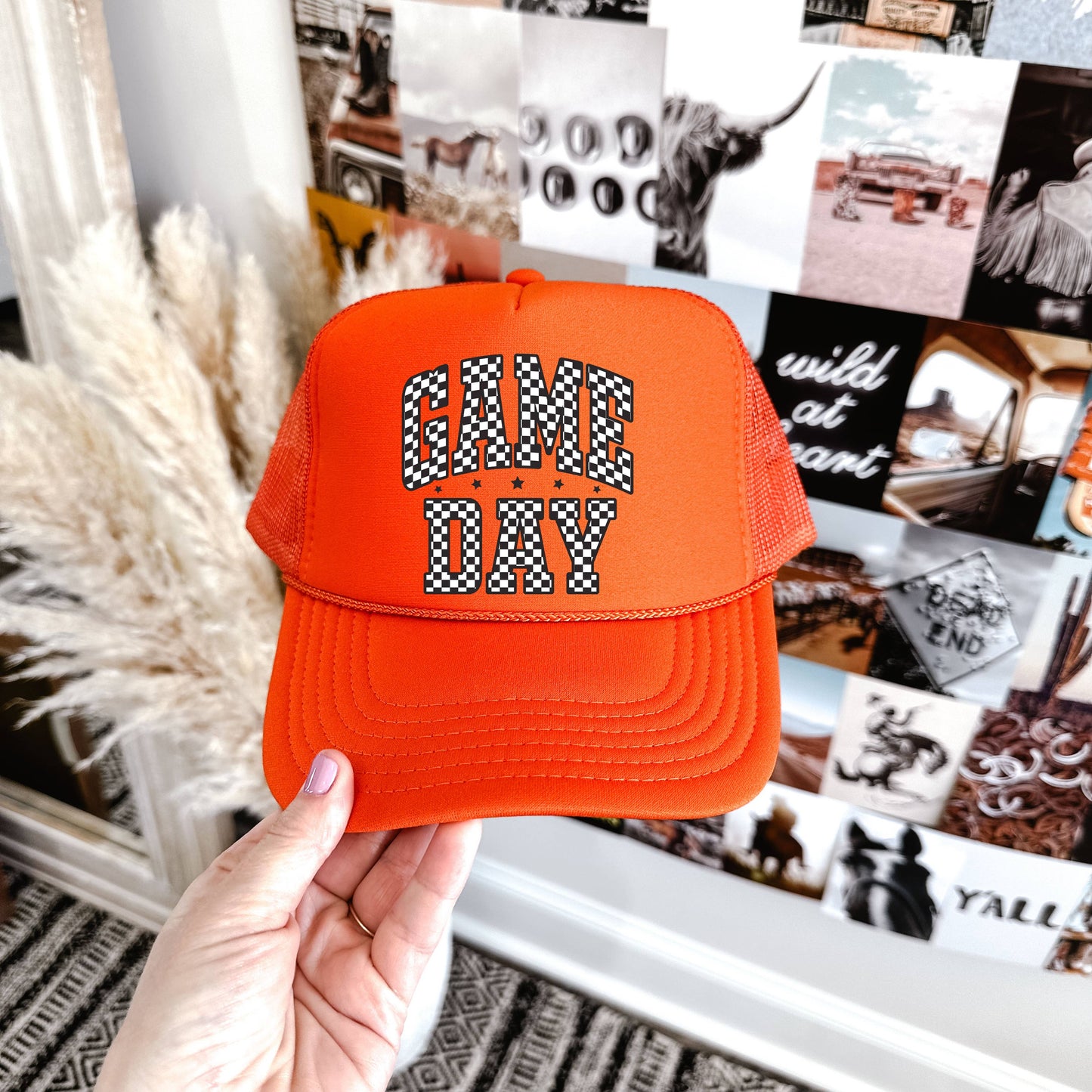 Game Day Trucker Hat: Red and Red and White