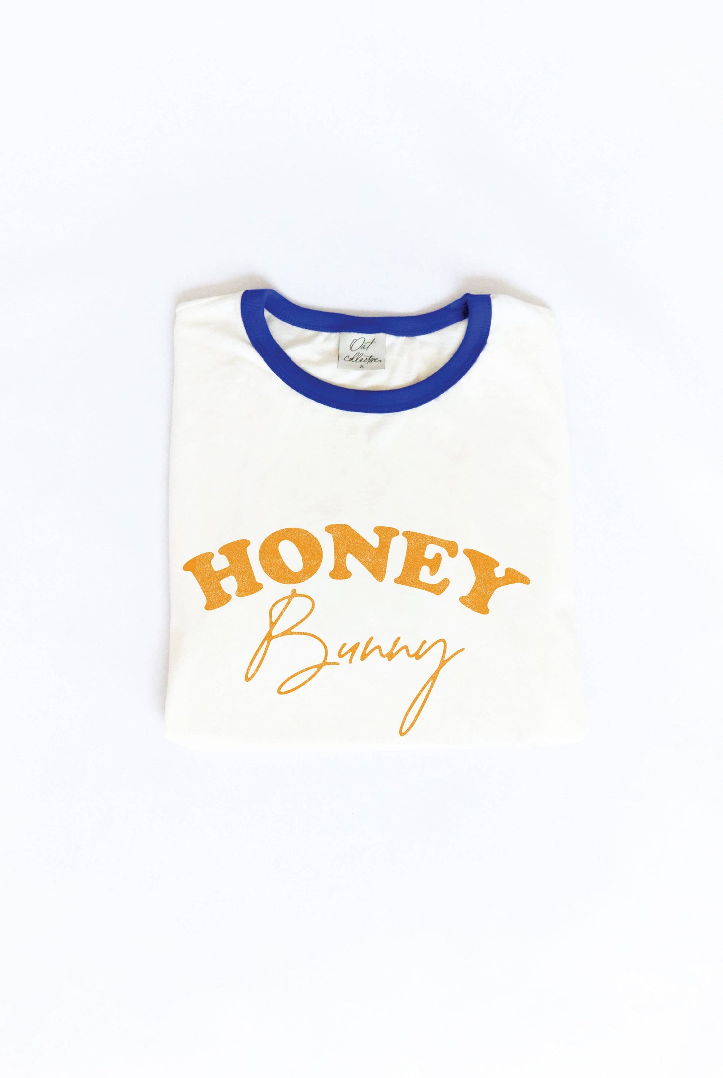 HONEY BUNNY Ringer Graphic Top: NATURAL/BLK
