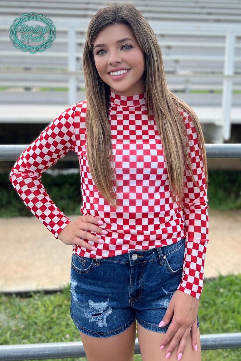 Pep Rally Mesh Top Red: