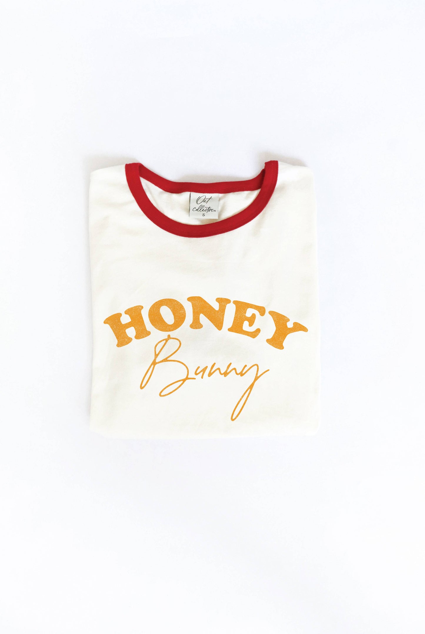HONEY BUNNY Ringer Graphic Top: NATURAL/BLK