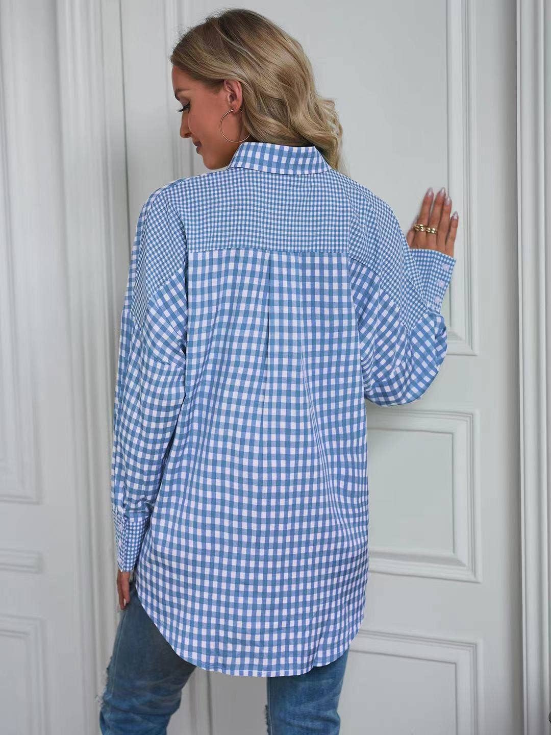 Plaid button up top: Red