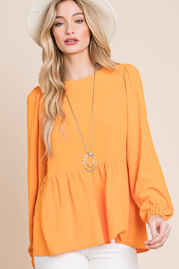 RUFFLED HEM BLOUSE / MO9620: BLACK