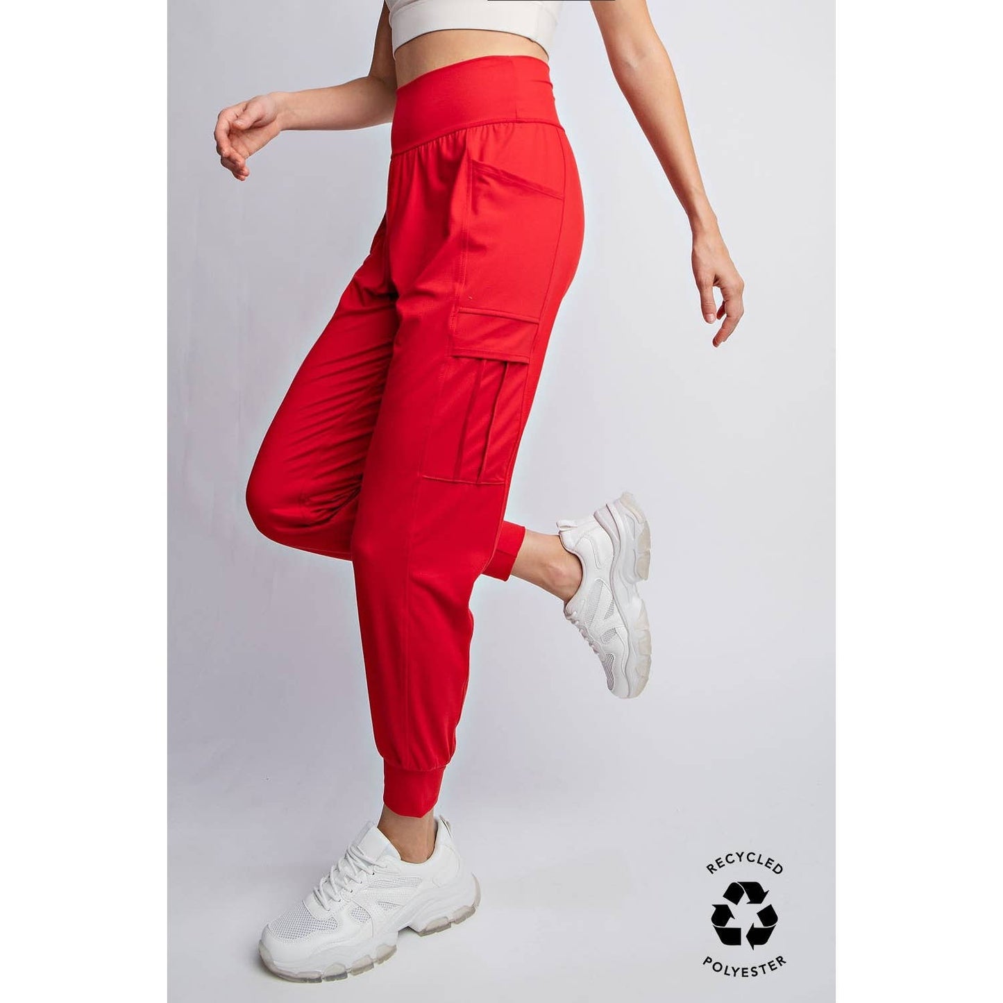 BUTTER JOGGER WITH SIDE POCKETS: True Red