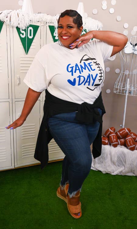 Custom School Colors Football Game Day Graphic T-Shirt: