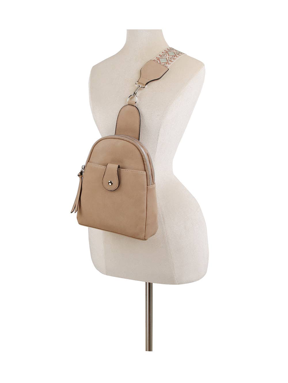 Guitar Strap Sling Crossbody Backpack: Red