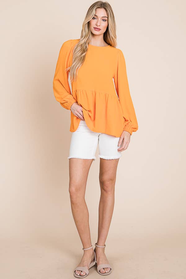RUFFLED HEM BLOUSE / MO9620: BLACK