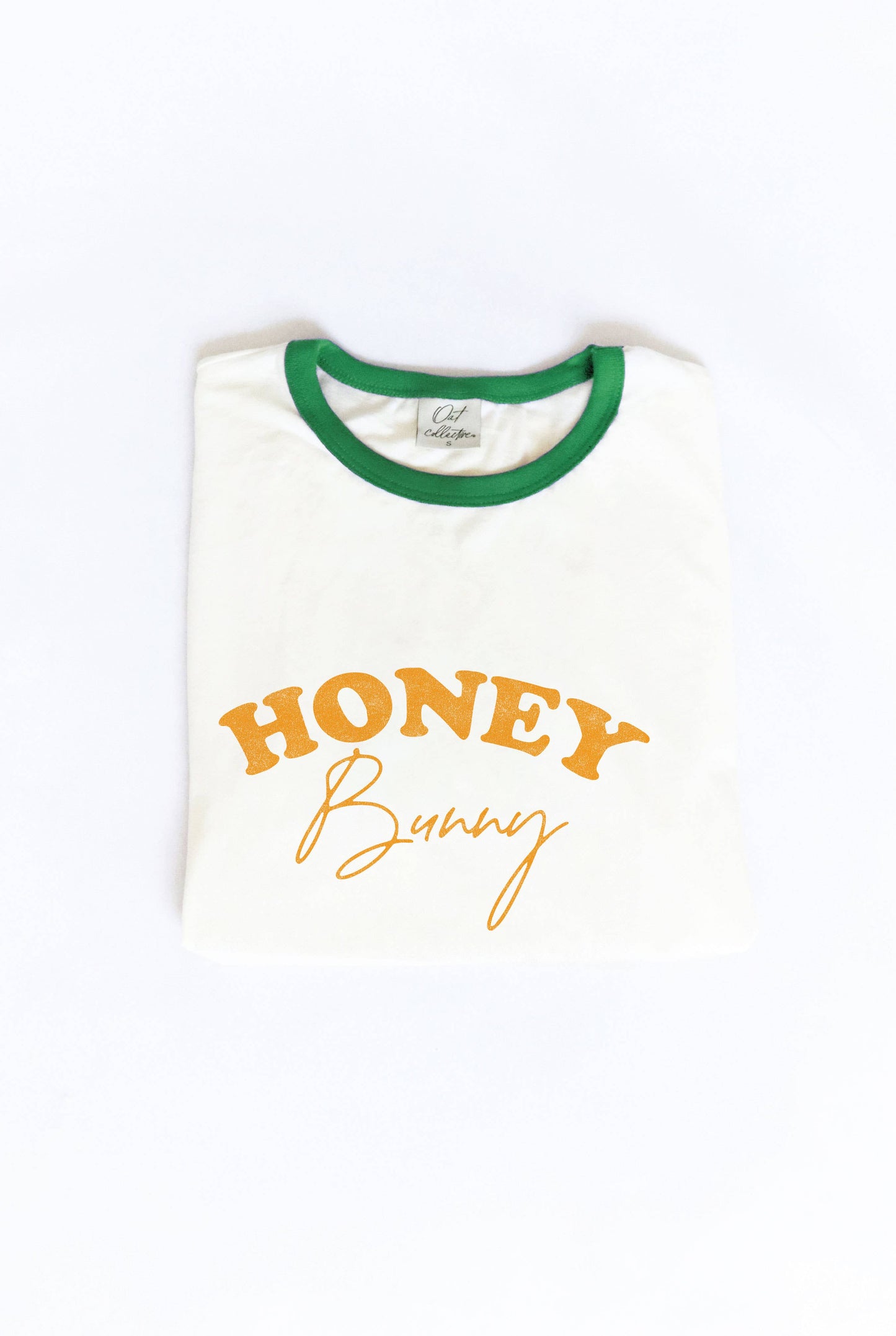 HONEY BUNNY Ringer Graphic Top: NATURAL/BLK