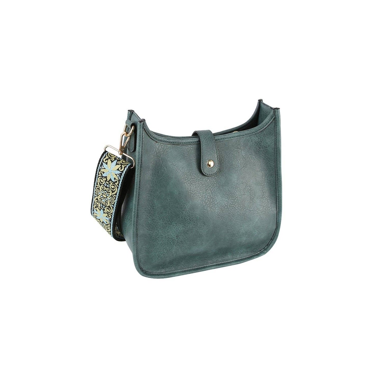 Casual leather crossbody bag with guitar strap: Black