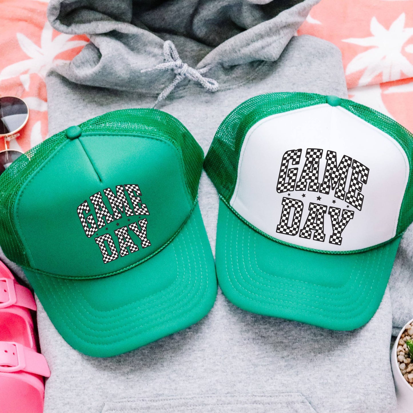 Game Day Trucker Hat: Red and Red and White