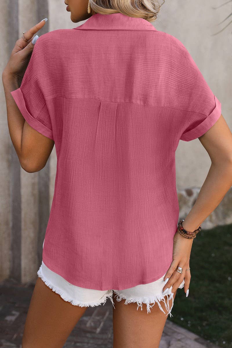 CWTSTS0327_Open Front Short Sleeved Shirt Top: White