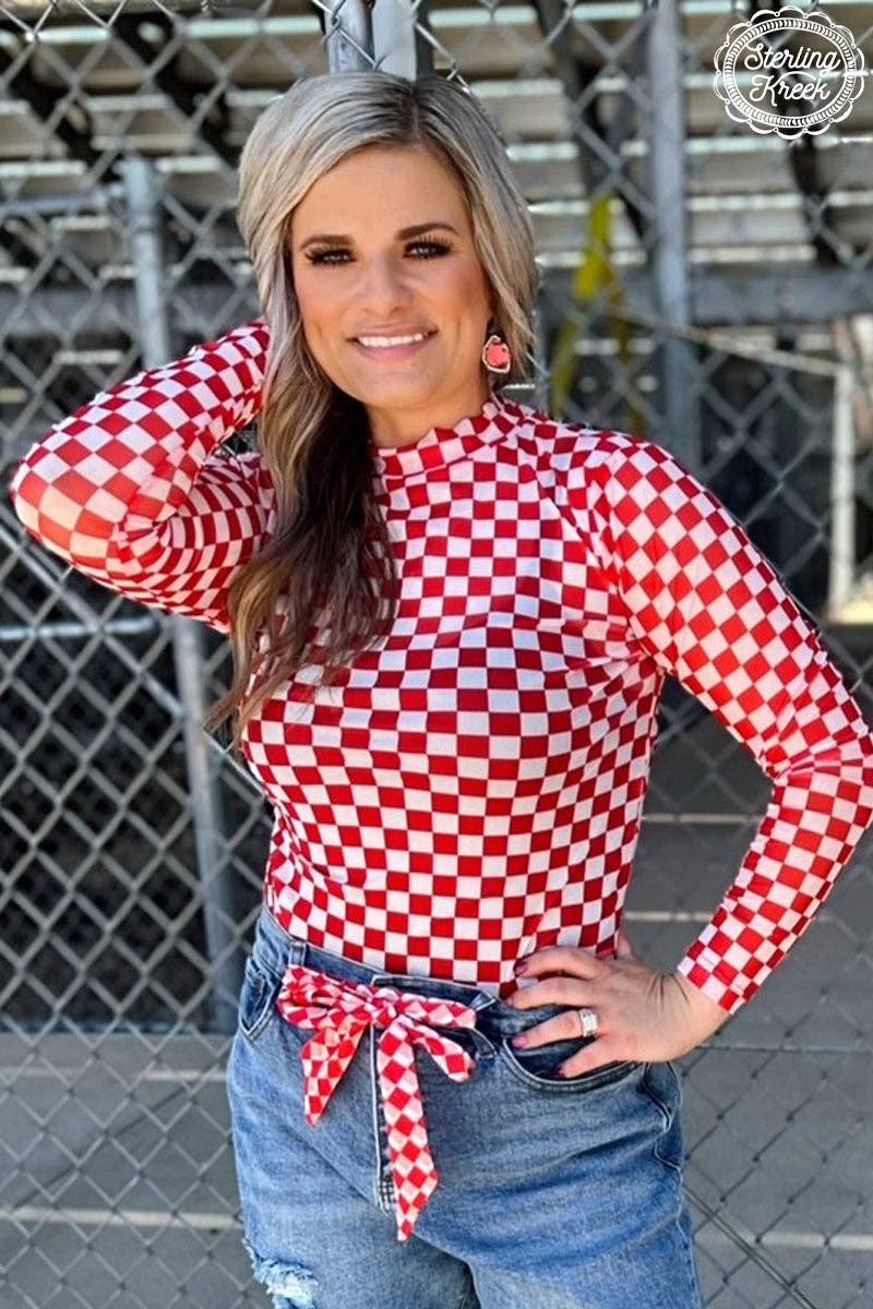 Pep Rally Mesh Top Red: