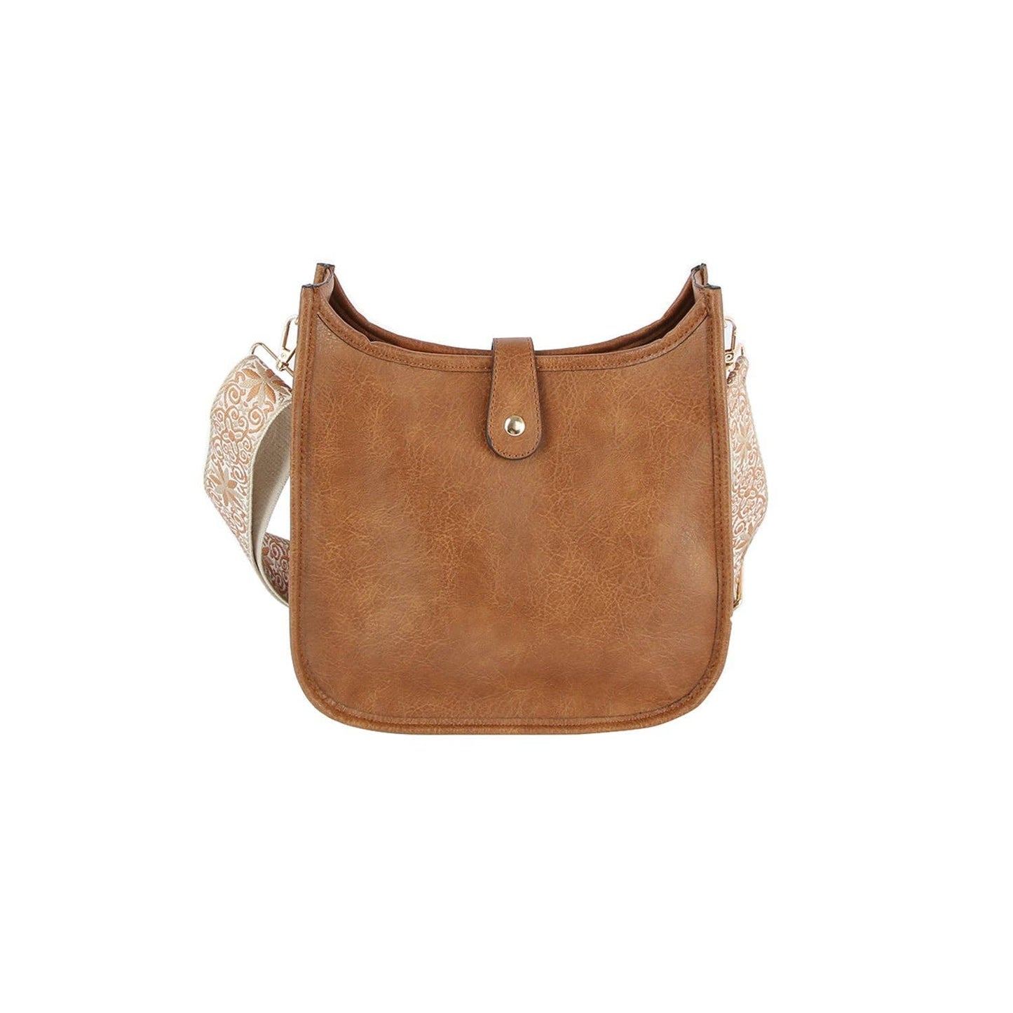 Casual leather crossbody bag with guitar strap: Mocha