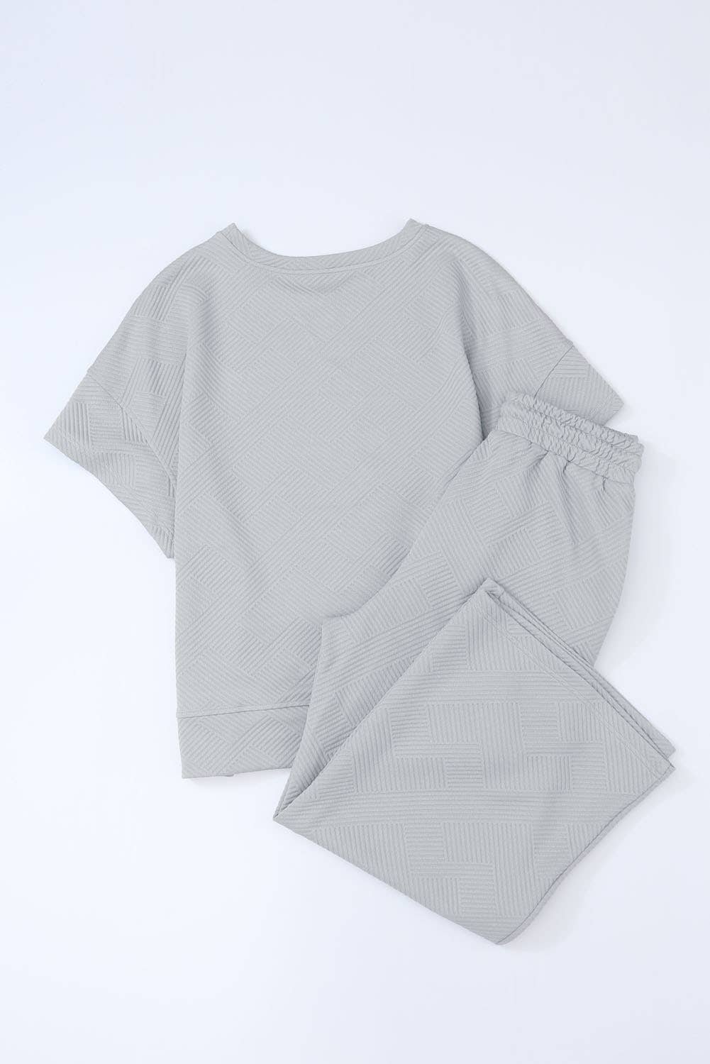 Women Multi-colored Textured T Shirt and Pants Set | S-2XL