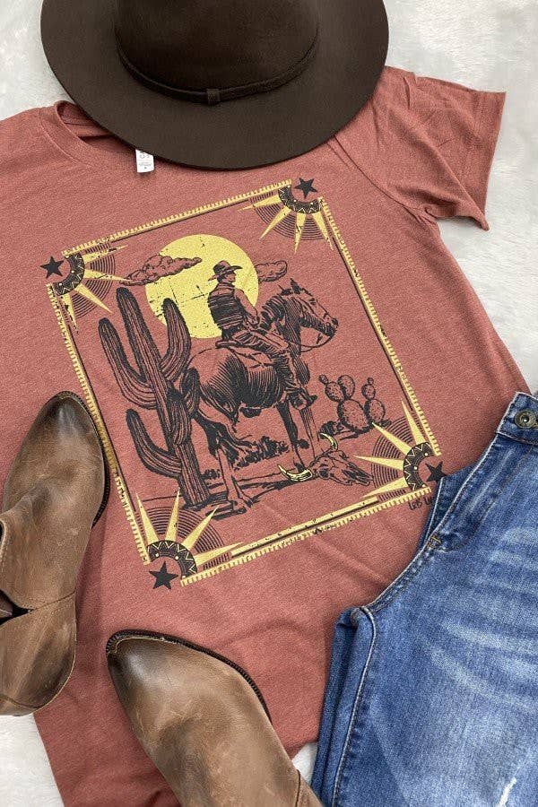 BC Cowboy Sun Western, Cte, Fun, Sun Graphic Tshirt: Turquoise