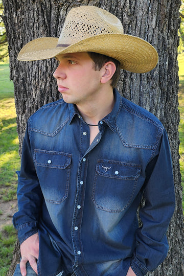 Drover - Denim Pearl Snap - Tumbleweed