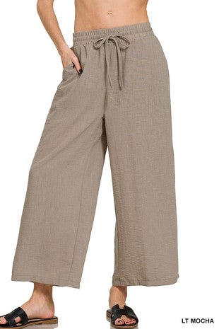 Zenana Linen Pants Blue, beige, black